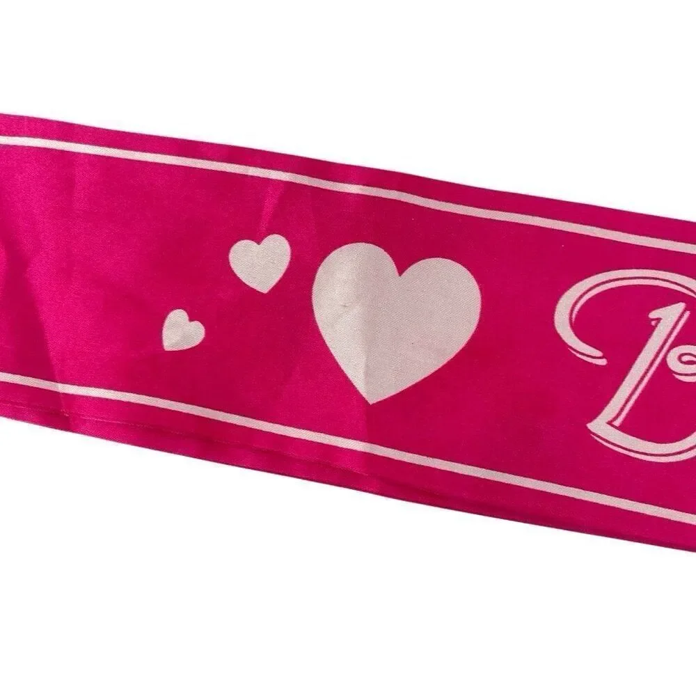 Big Sister Pink Satin Sash Heart Print Party Celebration Accessory